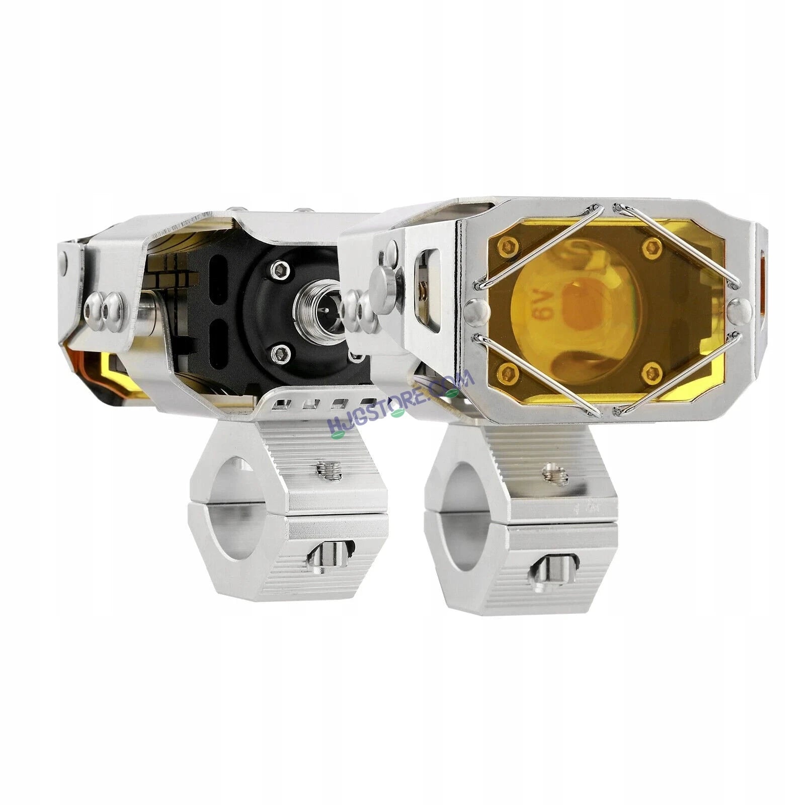 HJG Chrome Transformer Foglight 140W LED Projector with Wiring Kit Slider Yellow Cap Wide Spread White/Yellow 140W 2pc Foglight Ultra Wide Dual Intensity LED Driving Fog Lights 3000K/6500K Universal For All Cars & Bikes, Pack of 2 with Wiring Harness Kit - HJGstore.com