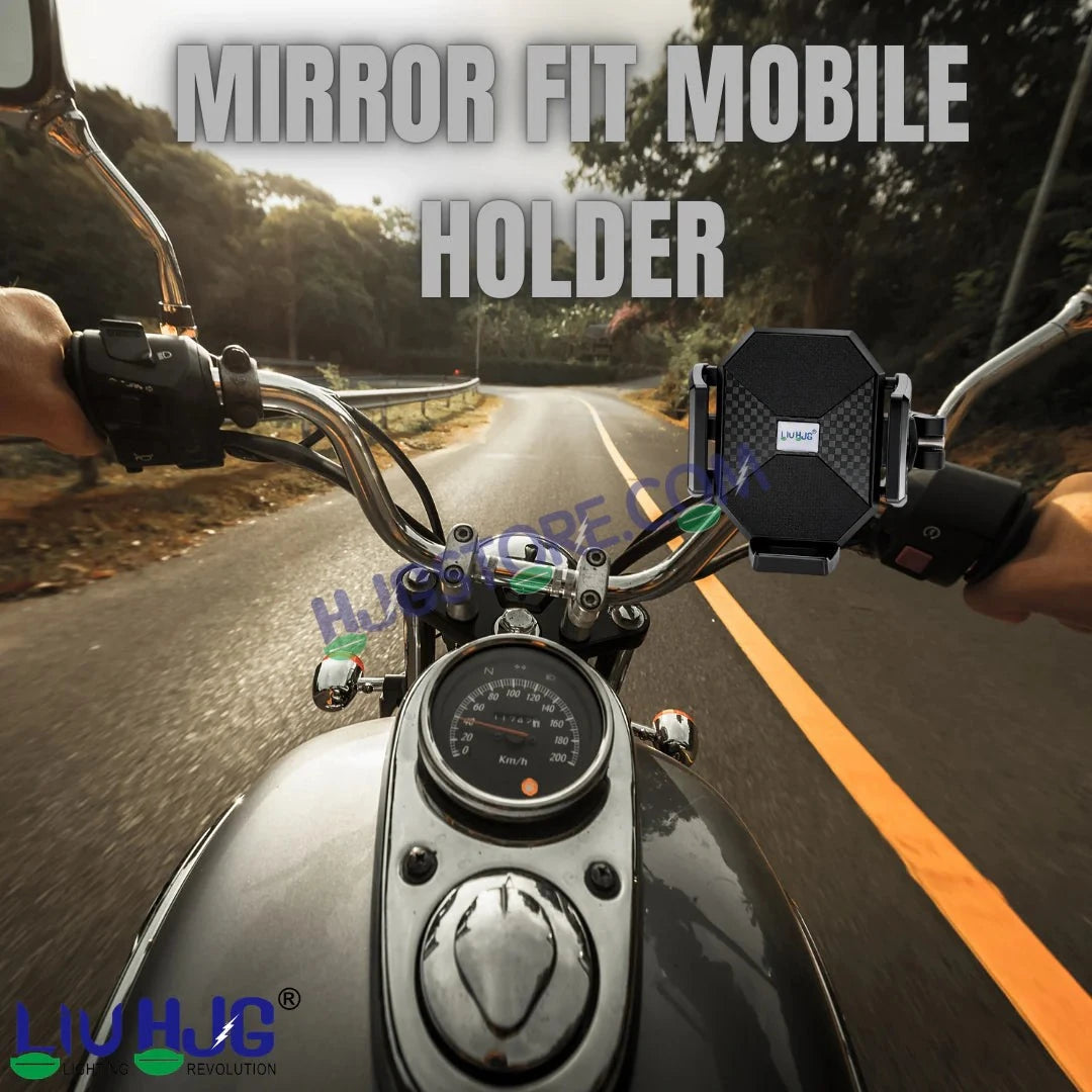 HJG Hexagon R6 Mobile Holder with Mirror Mount for Bike and Scooter, Two Wheelers Universal HJG Hexagon R6 Mirror Mount Mobile Holder Anti-Theft Mobile Holder 360 Degree Rotation Adjustable Size and Locking System LIU HJG Hexagon R6 Mirror Mount Holder - HJGstore.com