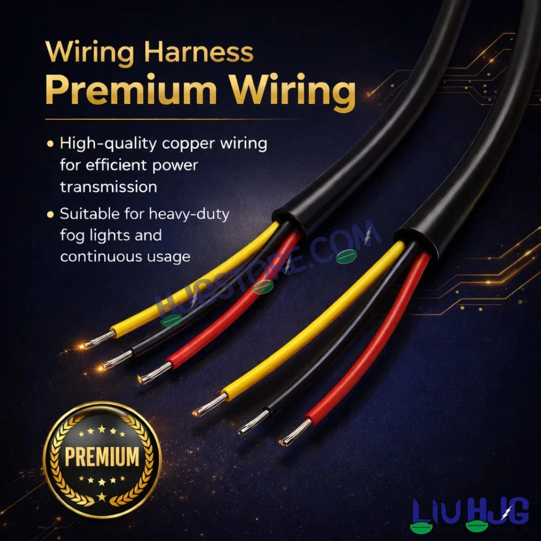 HJG 3 Pin Premium Copper Heavy Duty Wiring Harness Kit 3 Pin 3.4 Meter Wire with Heavy Duty Metal Switch Copper, Included Couplers and Canbus - Foglight Wiring Harness Kit (2 Colour, 3 Wire) LIU HJG 3 Pin Premium Copper Wiring Harness Kit Coupler Fitting - HJGstore.com