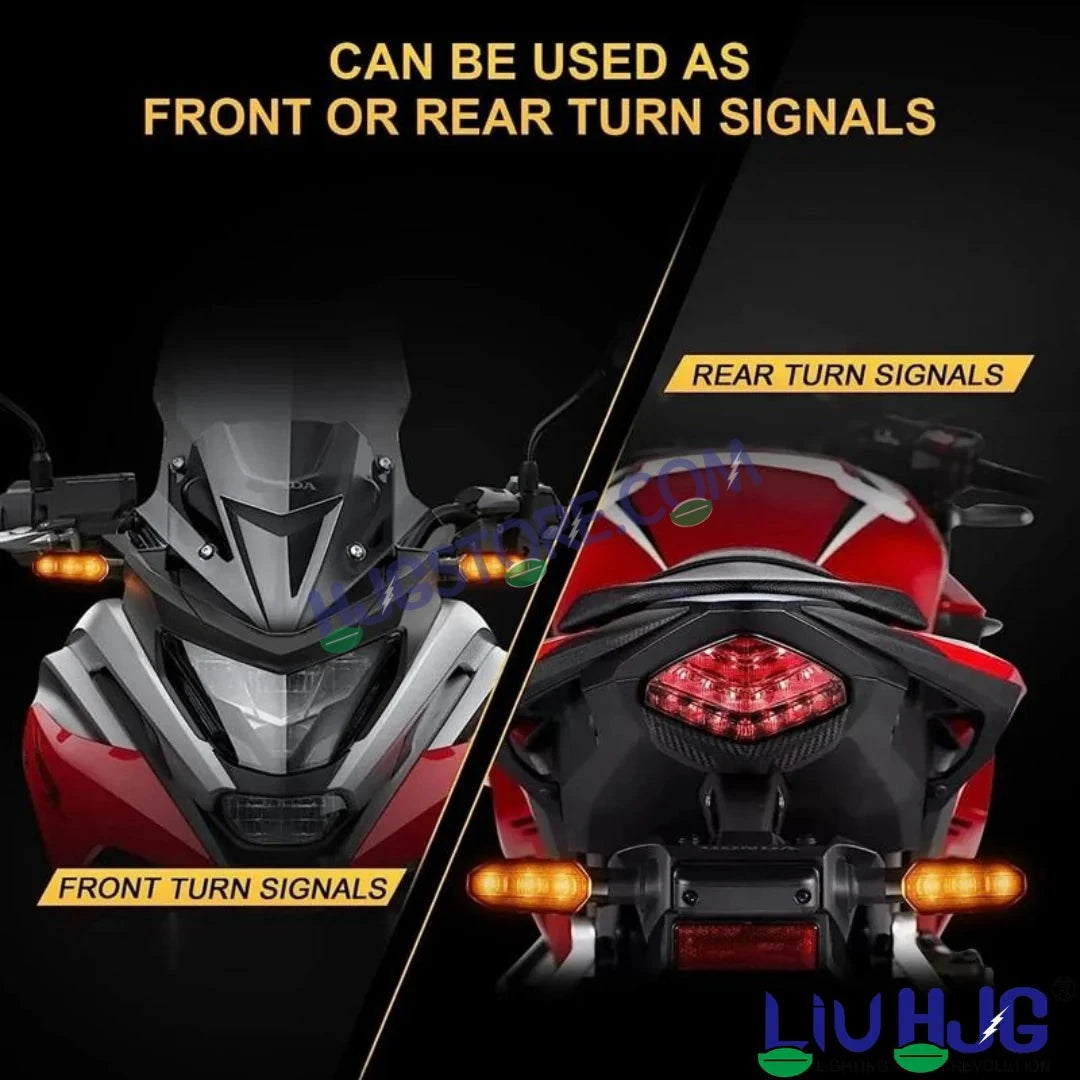HJG 3 LED Small Indicator Yellow Bike Turn Signals Waterproof Flexible Blinker Bright LED Indicators Universal For All Bike Models Motorcycle Turn Signal Lights LIU HJG Small 3 LED Yellow Indicator, Universal for All Bikes & Motorcycles, Pack of 2 - HJGstore.com