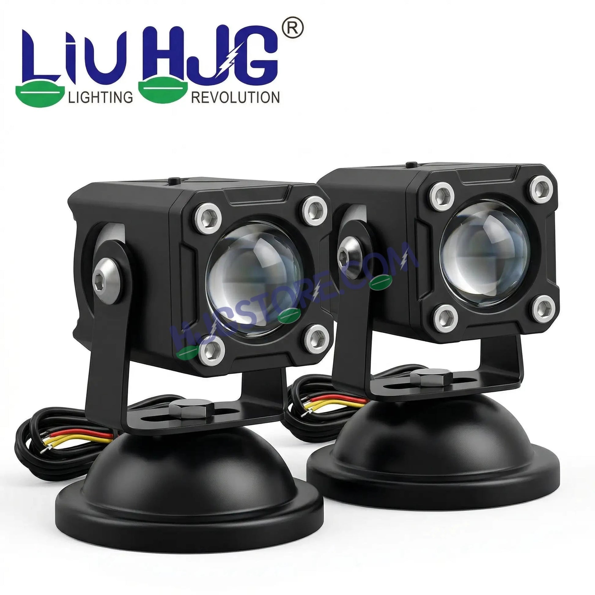 HJG X Drive Mini RGB Foglights with RGB Backlit DRL 40W Fog Light 4000LM Dual Color (3000K Yellow/6000K White) Projector Driving Lamp | Dynamic RGB Backlit DRL (8 Modes) | Wide Beam Auxiliary Light with Inline Ballast for Bike & SUV LIU HJG X Drive - HJGstore.com
