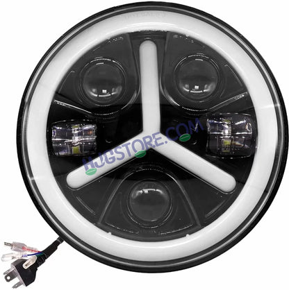 HJG Y Shape 7 Inch Mercedes Benz Headlight Assembly Projector Ultra Wide 7 Inch Headlight Assembly 90W White LED Headlight Assembly for Royal Enfield | 80-100W CREE/Osram LED Chip Multi color White/Yellow Compatible with Royal Enfield, Jeep, Thar, Gypsy - HJGstore.com