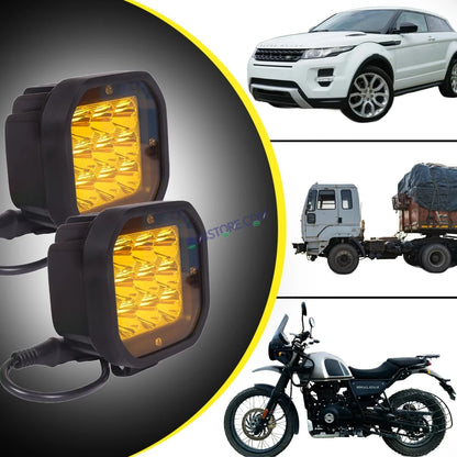 HJG Original 70W CREE 9 LED Dual Color Yellow/White LED Fog Lights with harness Yellow Filter Cap for Bikes, Cars, Jeeps - HJGstore.com