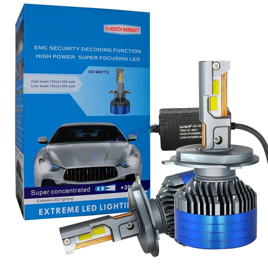 HJG 300W 9005/HB3 LED Vehicle Headlight Bulb (2 * 150 WATTS) 2 Pc LED Headlight Bulb 9005/HB3 150W For All Cars (Low and High Beam Bulbs (White) AC/DC 300Watt) - Type 9005/HB3 - HJGstore.com