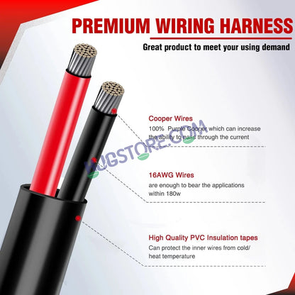 HJG Wiring Harness Kit 3 Wire Updated with Braided Wire, Included Couplers and Canbus - Foglight Wiring Harness Kit (2 Colour, 3 Wire with Flashing Mode, Genuine HJG) 3 Wire Wiring Harness Kit, Braided Wire, Coupler Fitting - HJGstore.com