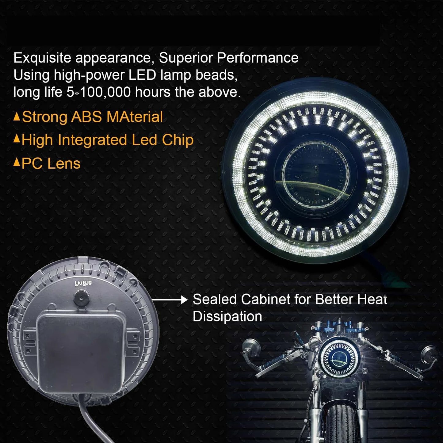 HJG 7 Inch White LED Headlight Chakra V1 Headlight Assembly for Thar Royal Enfield | 75-120W CREE/Osram LED Chip Multi color Compatible with Royal Enfield, Jeep, Thar, Gypsy - HJGstore.com