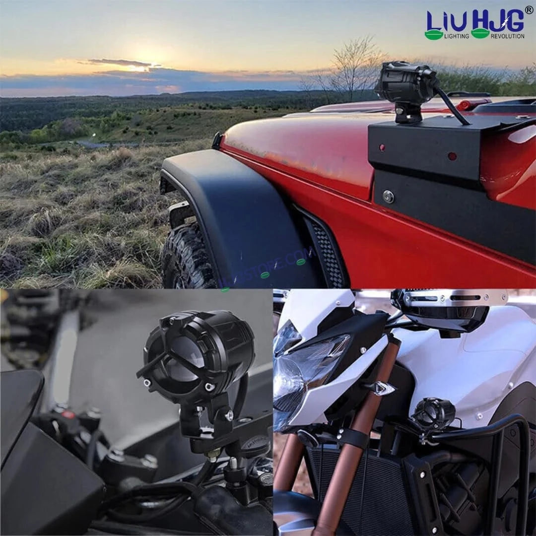 HJG Mini Mercedes Y Lens with Cooling Fan with Wiring Harness Kit 80W Foglight Ultra Wide Dual Intensity LED Driving Fog Lights White (2*40W = 80W Total) Universal For All Cars & Bikes LIU HJG Mini Mercedes Y Lens 80W with Cooling Fan and Wiring Kit - HJGstore.com