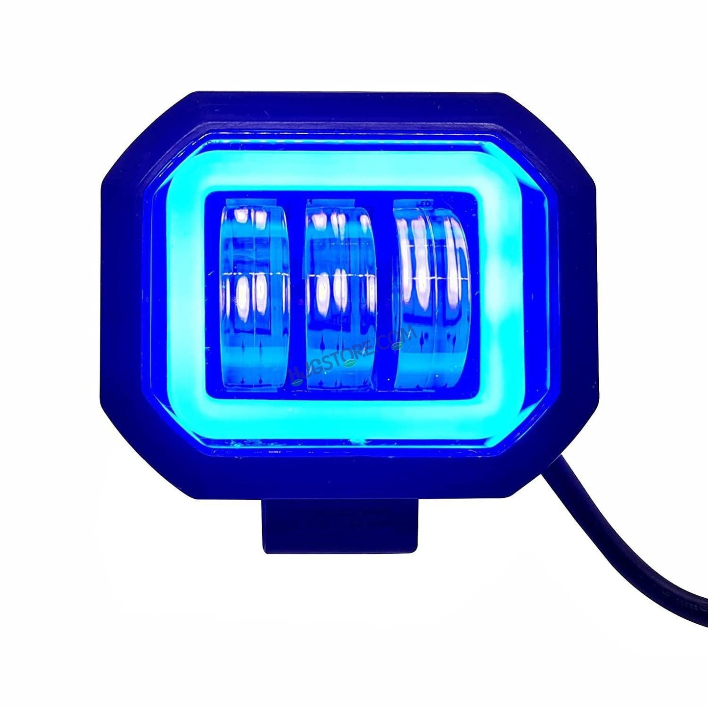 HJG Harley Square Shape fog light 3 Led Blue DRL For Bikes & Cars.(Light Power: 60W Voltage: DC9-80V) - HJGstore.com