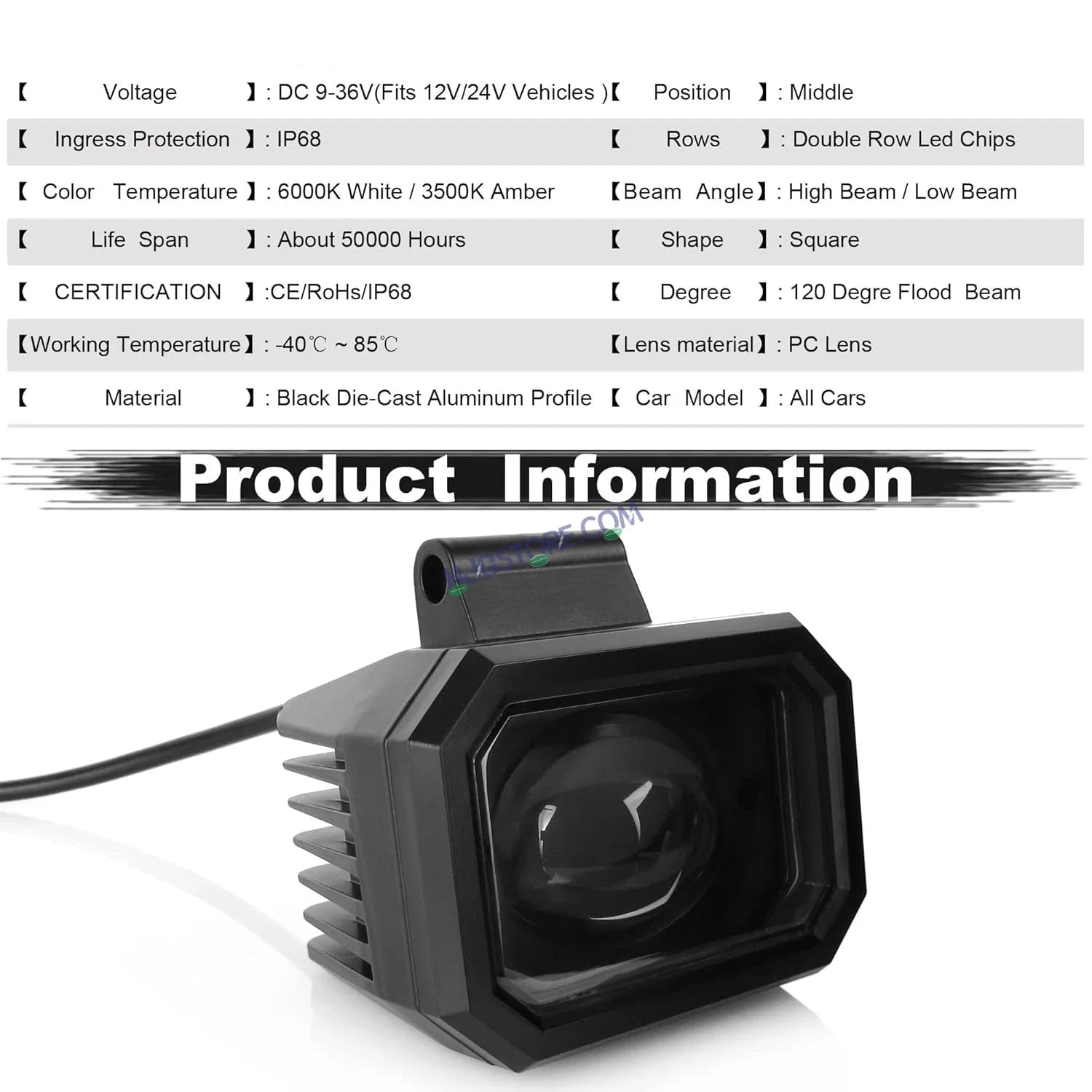 HJG 4 Inch Cube Pod Fog Light 120W 12000 Lumens Fog Light 2pc Foglight Pod Projector Spot Foglight 120W Foglight Ultra Wide Intensity 3000K/6500K LED Fog Lights 4 Inch Cube Light (120W) Universal For All Cars & Bikes LIU HJG 4 Inch Cube Pod Foglights - HJGstore.com