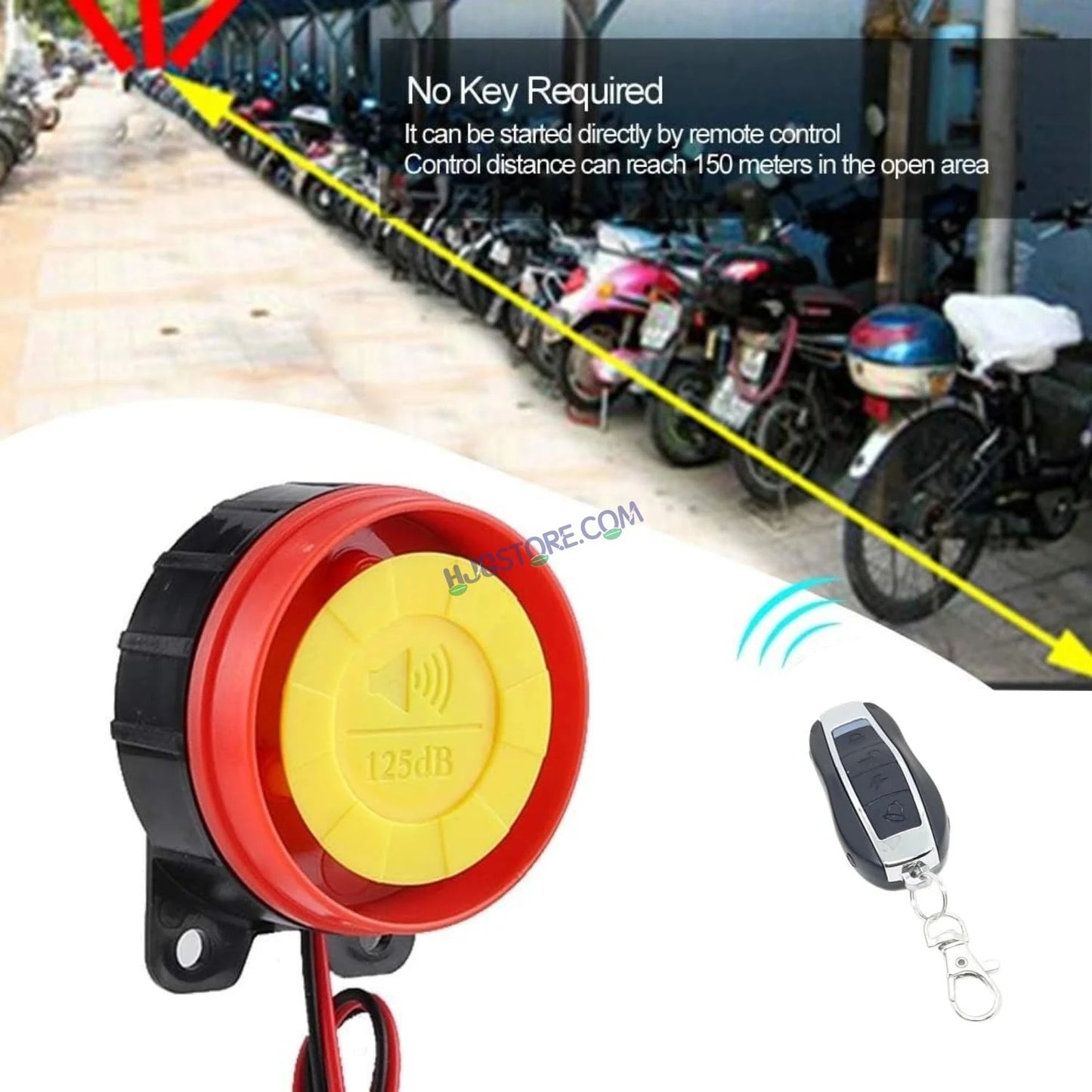 HJG Two Way Alarm System Kit Keyless Start Digital Bike Alarm Kit for Two Wheeler Security HJG Anti-Theft Alarm System Kit (Loud Siren 125 dB, Flashing Light & Shock Sensor) Universal Fit for Motorcycles & Scooters LIU HJG Keyless Two Way Alarm System Kit - HJGstore.com