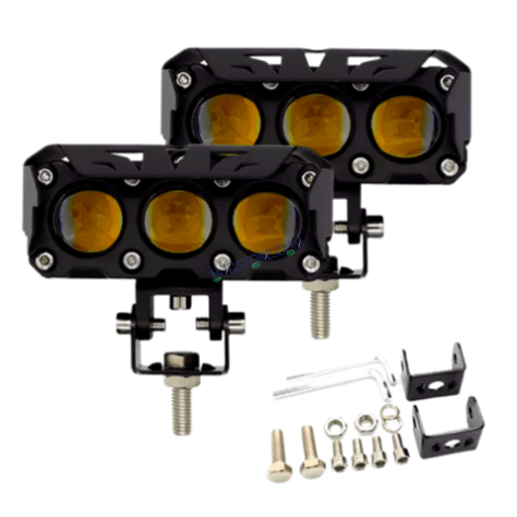 HJG Future Eyes 3 LED 120W Fog Light (3 Round LED HJG Fog Light, 60W per pc * 2 = 120W Total) White Yellow - HJGstore.com