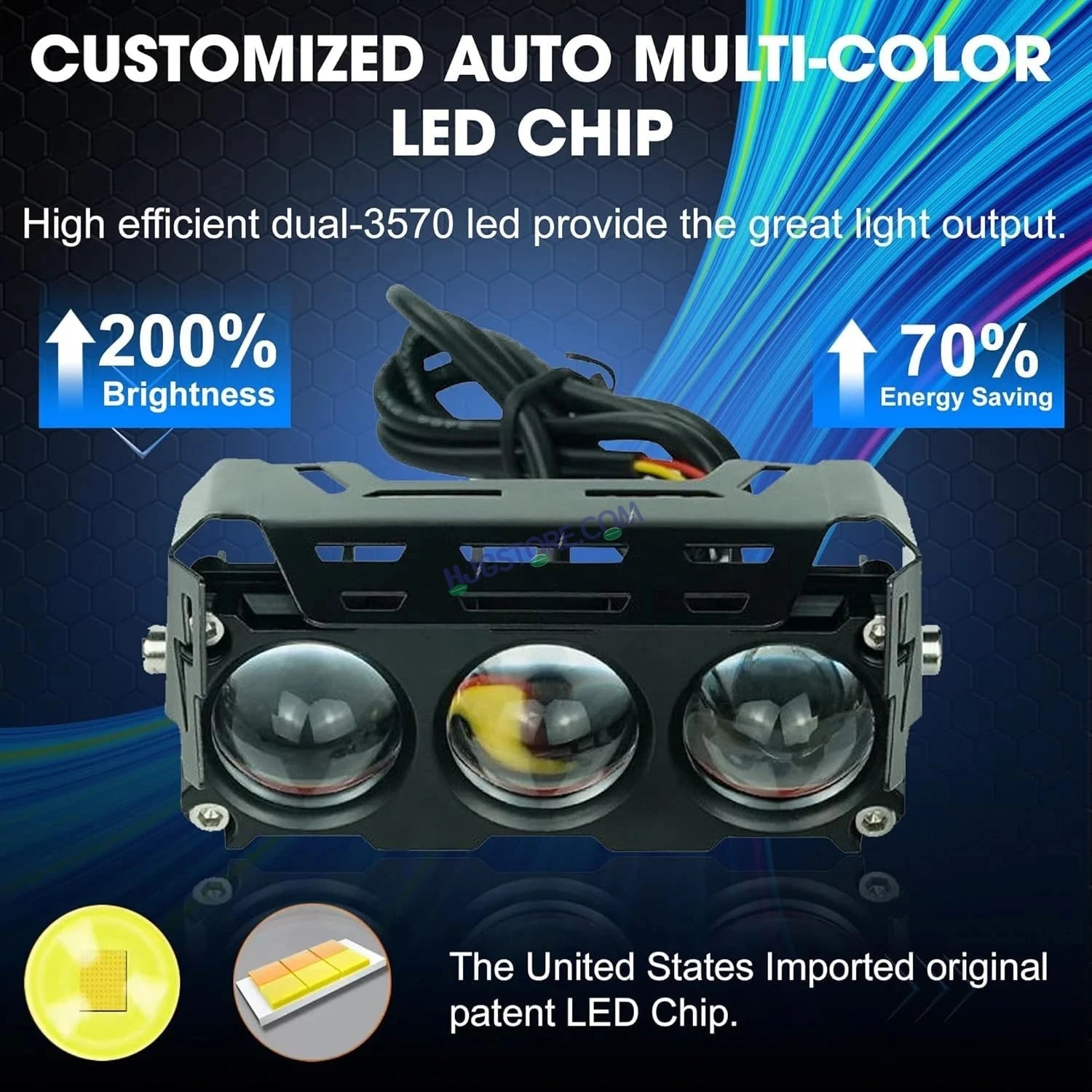 HJG 3 Lens Without Fan NEW MEGA DRIVE Fog Light 40W For Bike/Car/Thar/Jeep ( Cool White, Yellow, Warm White, Red DRL, Flash ) - Pack of 2 Future Eyes 3 Lens with Red DRL HJG - HJGstore.com