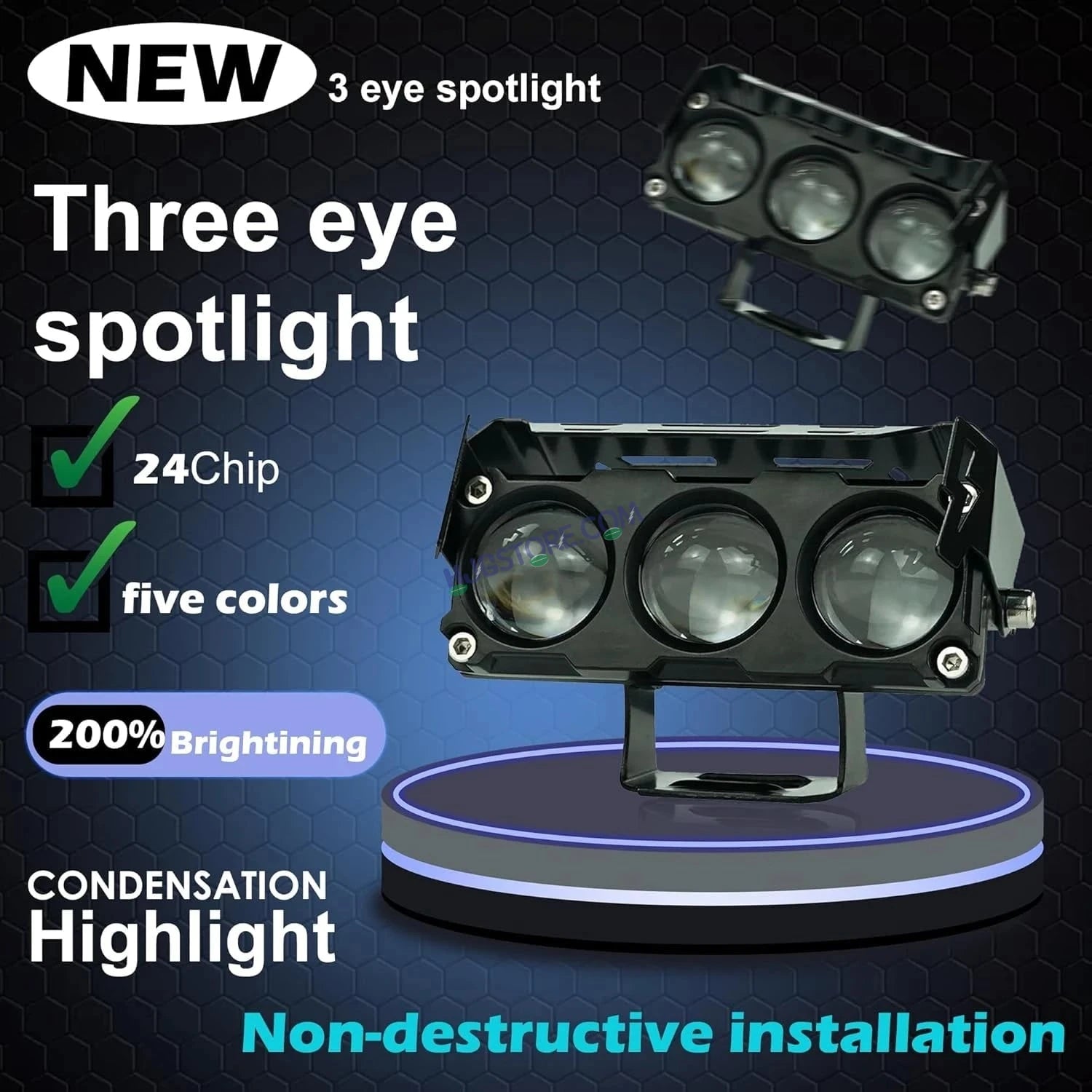 HJG 3 Lens Without Fan NEW MEGA DRIVE Fog Light 40W For Bike/Car/Thar/Jeep ( Cool White, Yellow, Warm White, Red DRL, Flash ) - Pack of 2 Future Eyes 3 Lens with Red DRL HJG - HJGstore.com