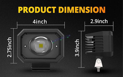 HJG 4 Inch Cube Pod Fog Light 120W 12000 Lumens Fog Light 2pc Foglight Pod Projector Spot Foglight 120W Foglight Ultra Wide Intensity 3000K/6500K LED Fog Lights 4 Inch Cube Light (120W) Universal For All Cars & Bikes LIU HJG 4 Inch Cube Pod Foglights - HJGstore.com