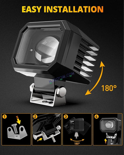 HJG 4 Inch Cube Pod Fog Light 120W 12000 Lumens Fog Light 2pc Foglight Pod Projector Spot Foglight 120W Foglight Ultra Wide Intensity 3000K/6500K LED Fog Lights 4 Inch Cube Light (120W) Universal For All Cars & Bikes LIU HJG 4 Inch Cube Pod Foglights - HJGstore.com