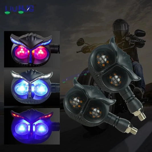 HJG Owl Shape Turn Signal Lights Indicator Universal for All Bikes Models Turn Signal Lights Motorcycle Set of 2 HJG Owl - HJGstore.com