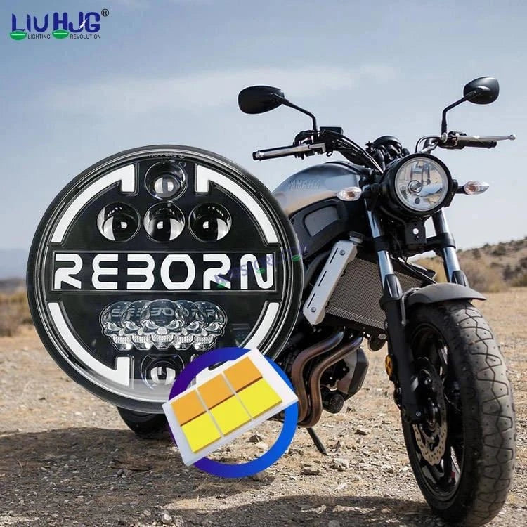 HJG 7 Inch Led Headlight Halo Lights Dual Color Yellow White 90w 7 Inch Round Motorcycle Lights For Jeeps Universal Car Compatible with Royal Enfield, Jeep & Harley Davidson HJG Reborn - HJGstore.com