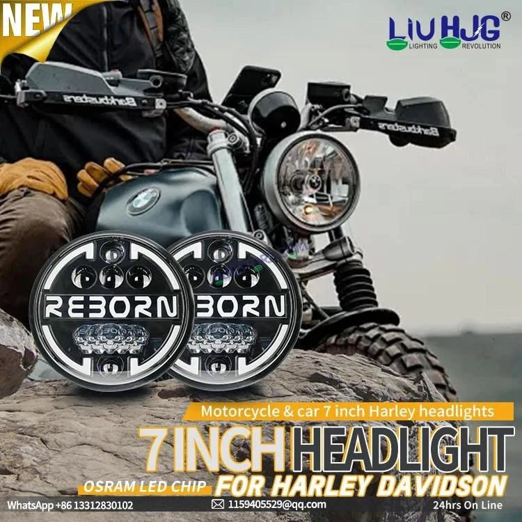 HJG 7 Inch Led Headlight Halo Lights Dual Color Yellow White 90w 7 Inch Round Motorcycle Lights For Jeeps Universal Car Compatible with Royal Enfield, Jeep & Harley Davidson HJG Reborn - HJGstore.com