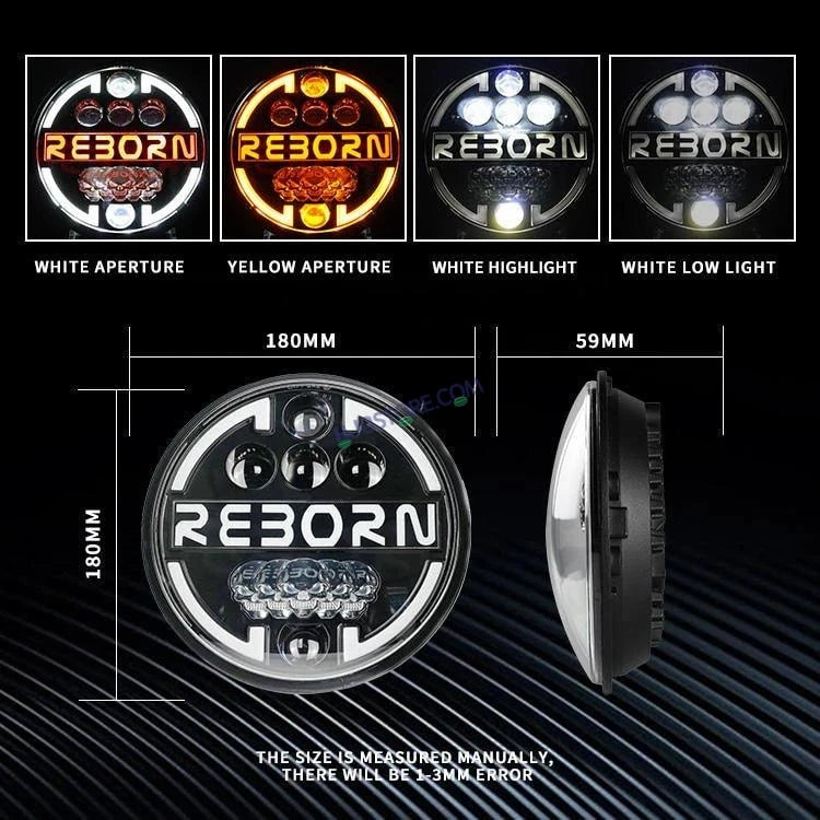 HJG 7 Inch Led Headlight Halo Lights Dual Color Yellow White 90w 7 Inch Round Motorcycle Lights For Jeeps Universal Car Compatible with Royal Enfield, Jeep & Harley Davidson HJG Reborn - HJGstore.com