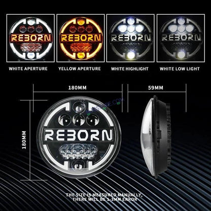 HJG 7 Inch Led Headlight Halo Lights Dual Color Yellow White 90w 7 Inch Round Motorcycle Lights For Jeeps Universal Car Compatible with Royal Enfield, Jeep & Harley Davidson HJG Reborn - HJGstore.com