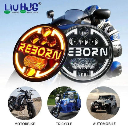 HJG 7 Inch Led Headlight Halo Lights Dual Color Yellow White 90w 7 Inch Round Motorcycle Lights For Jeeps Universal Car Compatible with Royal Enfield, Jeep & Harley Davidson HJG Reborn - HJGstore.com