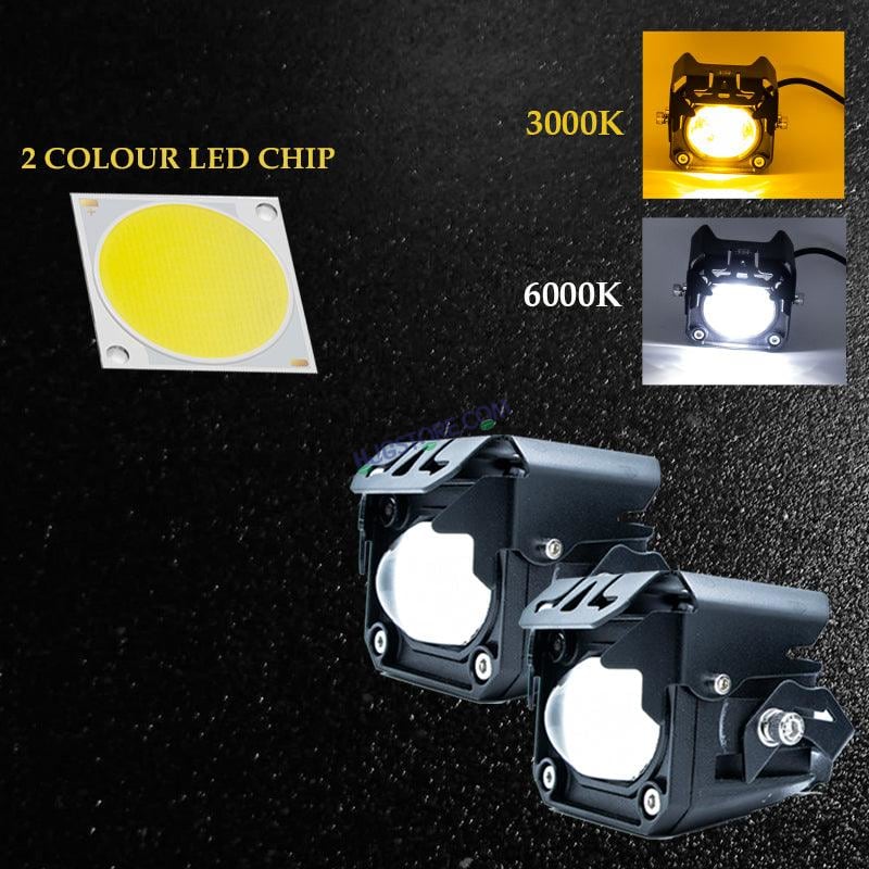 HJG Projector Box LED Fog light DUAL COLOUR ALL IN ONE LED FOG LIGHT 60W 12- 80V LIGHT FOR OFF ROAD SAFETY (Set of 2 with switch) - HJGstore.com