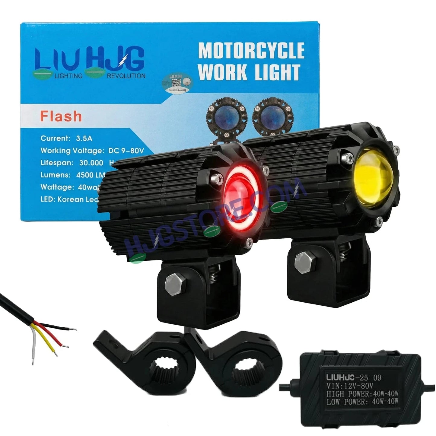 HJG CNC Mini Drive 80W Version 7 New Model Projector Foglight with Canbus Red DRL/White/Yellow Ultra Wide Dual Intensity 80W LED Fog Lights White/Yellow/White + Yellow/Red DRL Universal For All Cars & Bikes LIU HJG CNC Mini Drive 80W Version 7, Set of 2 - HJGstore.com