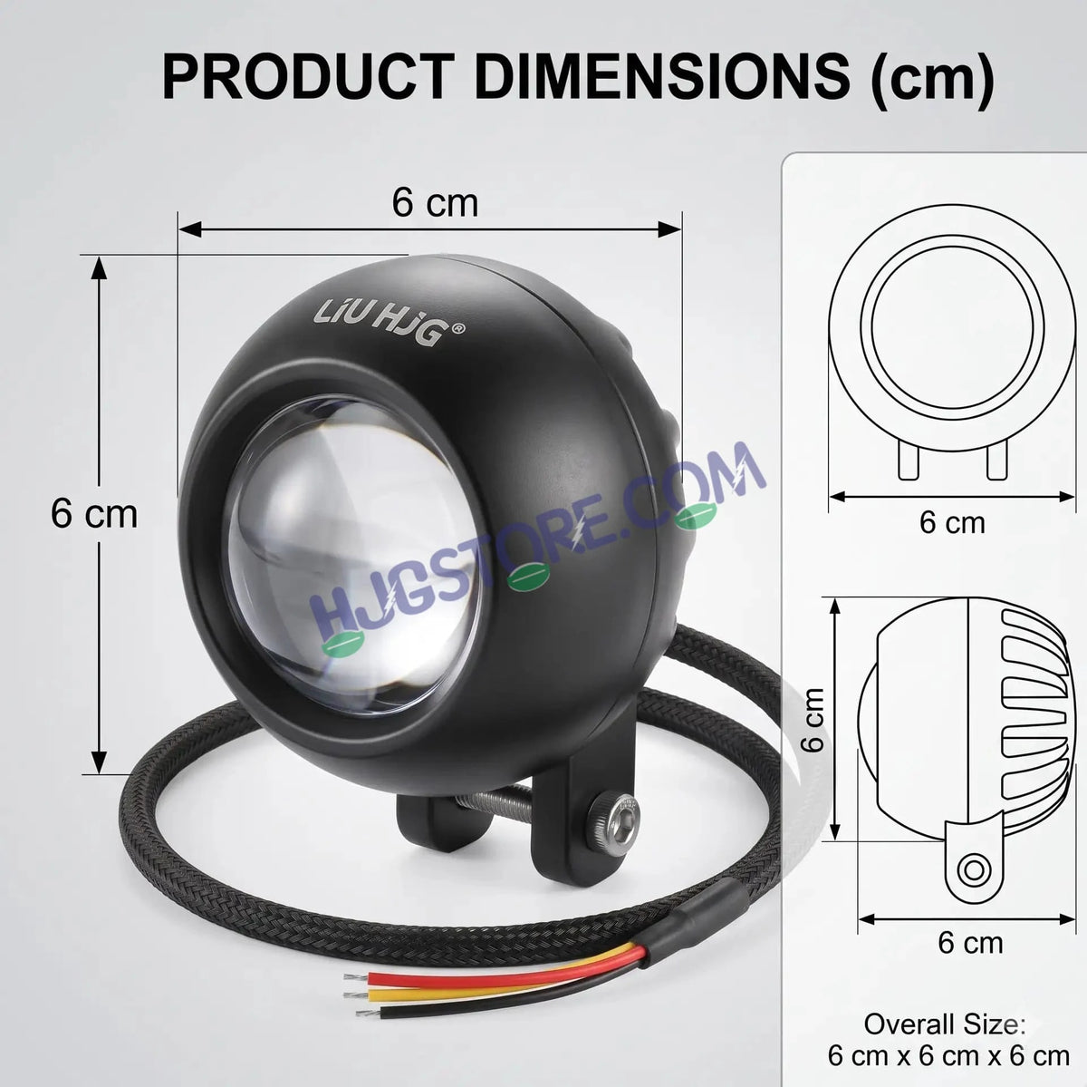 HJG Poki Foglights Mini Golf Ball Projector LED Fog Lights | 40W 12,000LM Super Bright Dual Shot | Cool White & Yellow with Red DRL & Flash Mode | Universal Fit for Bike, Motorcycle, Car, Thar & Jeep (Pack of 2) - HJGstore.com
