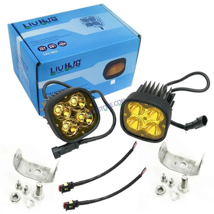 HJG 120W 4 LED CREE 60w Fog Light Auxiliary Light For All Motorcycles White With Yellow Filter Cap (Set of 2) - HJGstore.com