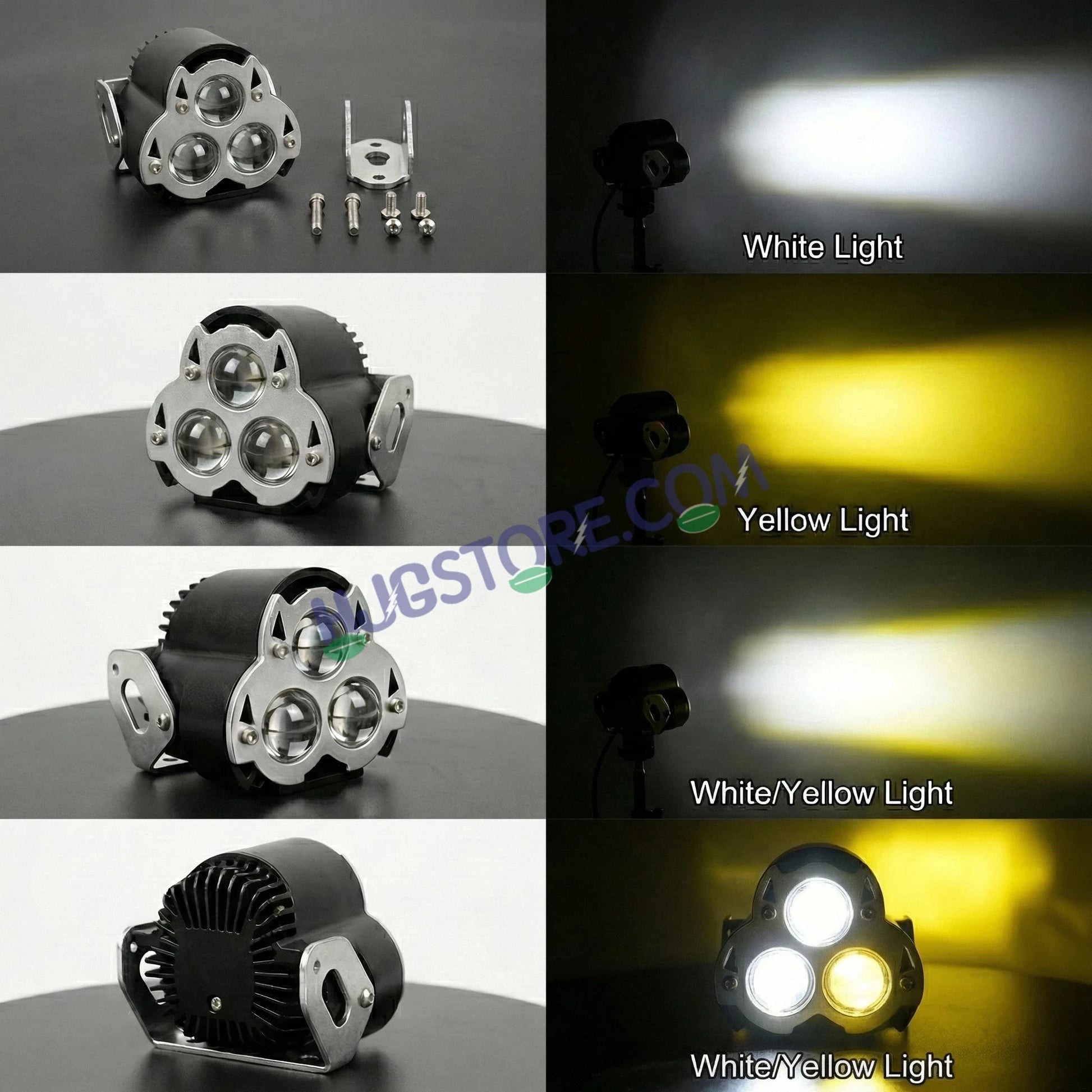 HJG G15 Dragon Triple Lens Foglight with White/Yellow/Flash Mode Projector Foglight 30W Foglight Ultra Wide Dual Intensity LED Fog Lights White/Yellow/Warm White/Flash High/Low Beam Fog Universal For All Cars & Bikes LIU HJG G15 Dragon 30W Foglight 1pc - HJGstore.com