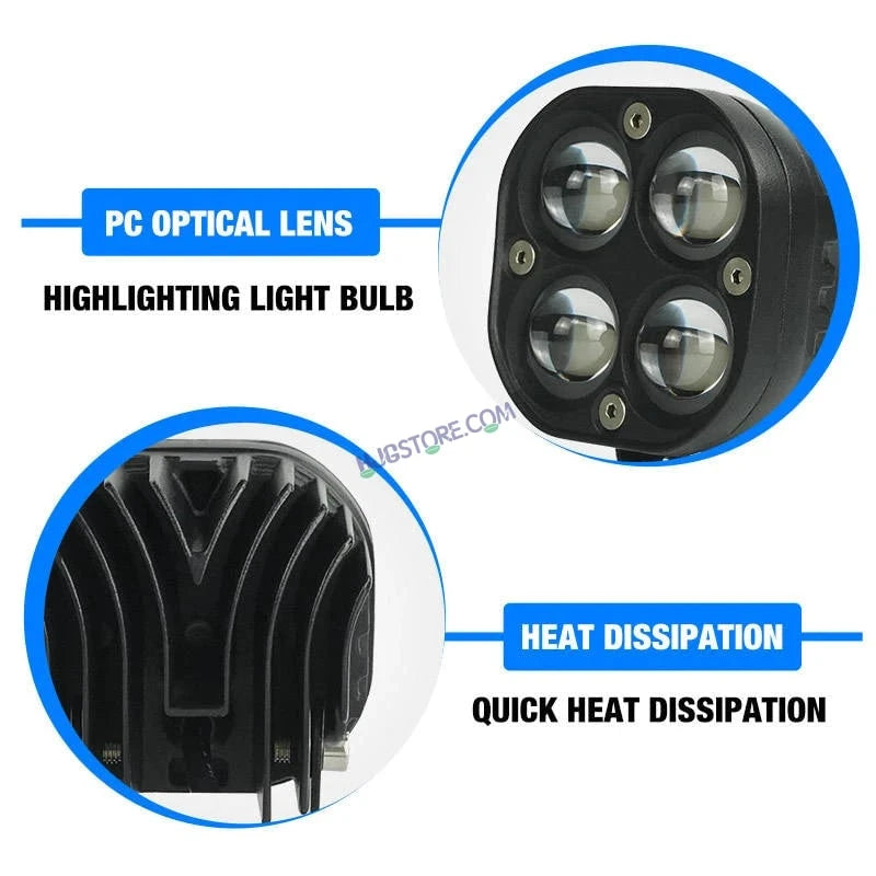 HJG 4x4 Projector Lens Foglight with Wiring Kit 80W 4*4 Lens Future Eyes Fog Projector Lens 2pc Foglight White/Yellow/Flash Modes 80W Foglight LED Fog Lights White/Yellow/Flash Universal For All Cars Bikes LIU HJG 4x4 Projector with Wiring Harness Kit - HJGstore.com
