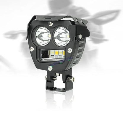 HJG 2 LED Robotic 140W Foglight with Spot and Wide Spread White/Yellow Light 140W Foglight Ultra Wide Dual Intensity LED Driving Fog Lights White/Yellow (2*70W = 140W Total) Universal For All Cars & Bikes LIU HJG Robotic 2 LED 140W Foglight White/Yellow - HJGstore.com