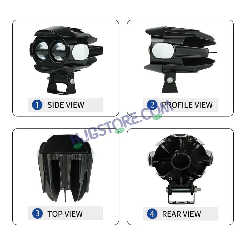HJG New Alien 2 Lens Projector with Red Devil & Side Blue DRL LED Fog Light Dual Lens Projector Shot Fog Light For Bike/Car/Thar/Jeep - Cool White/Yellow with Red DRL & side Blue DRL, Pack of 1 LIU HJG Alien 2 Lens Projector Fog Light with Red Blue Devil - HJGstore.com