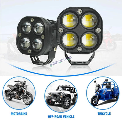 HJG 4x4 Projector Lens Foglight with Wiring Kit 80W 4*4 Lens Future Eyes Fog Projector Lens 2pc Foglight White/Yellow/Flash Modes 80W Foglight LED Fog Lights White/Yellow/Flash Universal For All Cars Bikes LIU HJG 4x4 Projector with Wiring Harness Kit - HJGstore.com