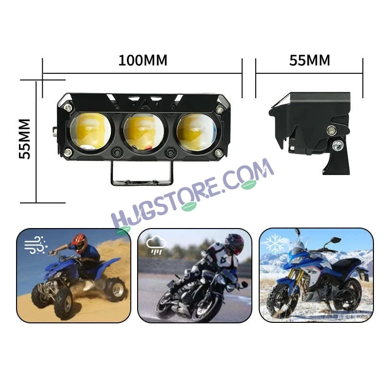 HJG 3 Lens Red Blue 40W Foglight with Red Blue Flash Mode 3 Lens Projector Foglight 40W Foglight Ultra Wide Dual Intensity LED Fog Lights White/Yellow/Warm White/Flash/Red Blue DRL Universal For All Cars & Bikes LIU HJG 3 Lens Red Blue 40W Foglight 1pc - HJGstore.com