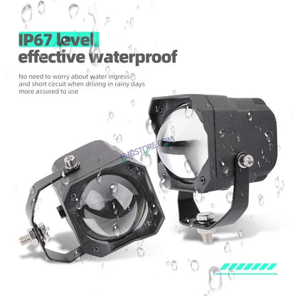 HJG Laser Cannon Foglight 500 Meters Laser Focus Projector Fog Projector Lens with 300 Meters Low Beam 500 Meters High Beam 80W Foglight Ultra Wide Dual Intensity LED Fog Lights White/Yellow Universal For All Cars & Bikes LIU HJG Laser Cannon Foglight 2pc - HJGstore.com