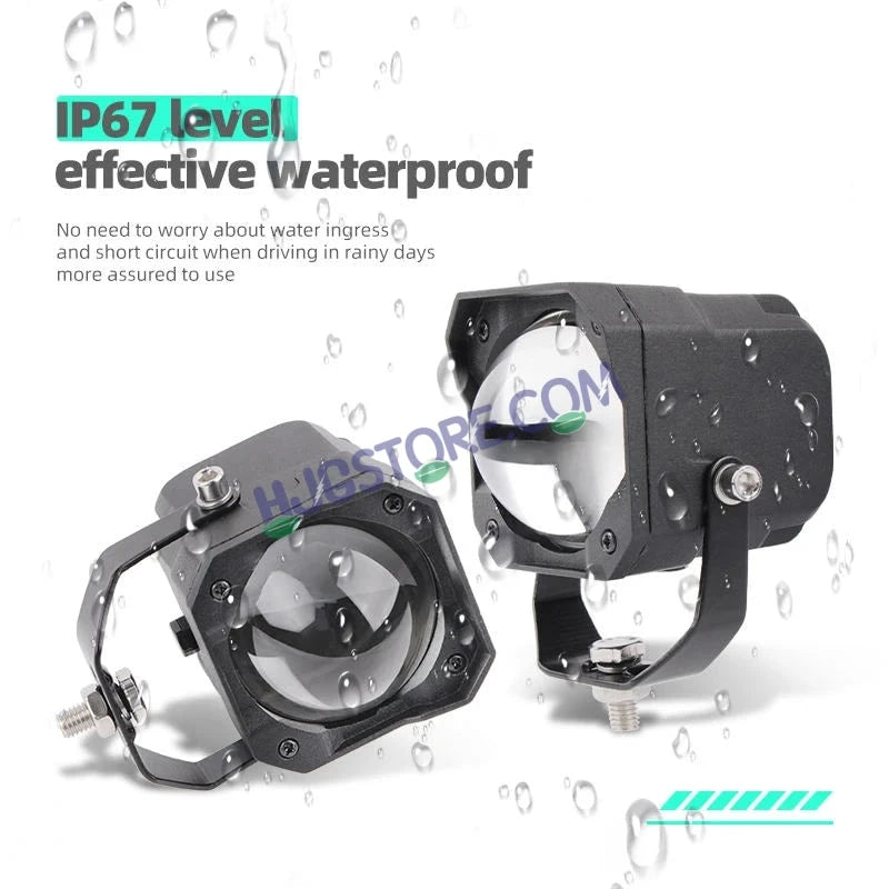 HJG Mini Laser Cannon Foglight 300 Meters Laser Focus Projector Fog Projector Lens with 300 Meters Projection Distance 80W Foglight Ultra Wide Dual Intensity LED Fog Lights White/Yellow Universal For All Cars & Bikes LIU HJG Mini Laser Cannon Foglight 2pc - HJGstore.com