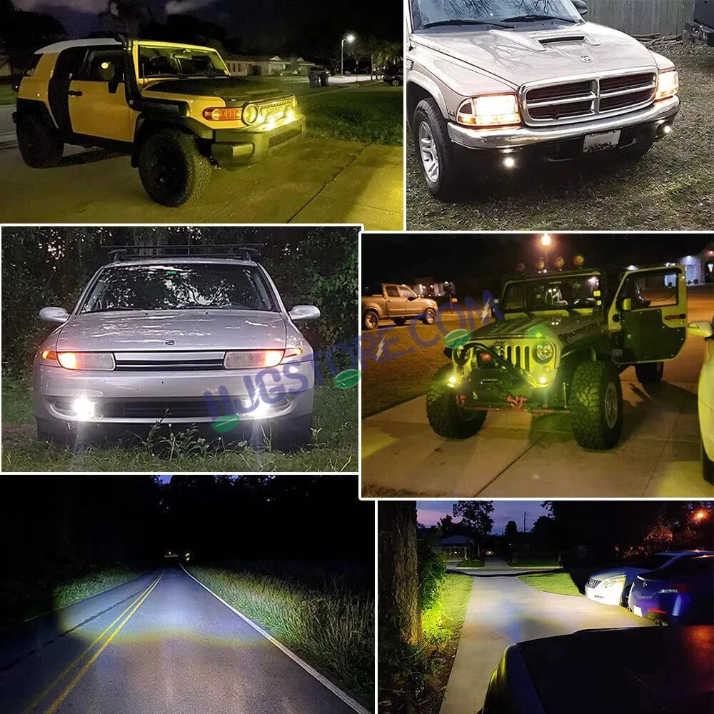 HJG Ice Blue Mini Cube Foglight 40W New Model Projector Foglight Ice Blue DRL/White/Yellow Ultra Wide Dual Intensity 40W LED Fog Lights White/Yellow/Ice Blue DRL Universal For All Cars & Bikes LIU HJG Ice Blue Cube Mini Cube Foglight 40W, Set of 2 - HJGstore.com