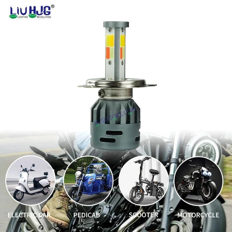 HJG M3 Mini 60W White/Yellow H4 Dual Beam New Model LED Bulb AC/DC Headlight LED Bulb White/Yellow Hi/Lo 60W H4 LED for Bike Car Light H4 LED with Fan Conversion Kit Hi/Lo Beam Headlight 12V/24V for Bike/Car, Set of 1, 6000 LM 60W, White/Yellow Hi/Lo - HJGstore.com