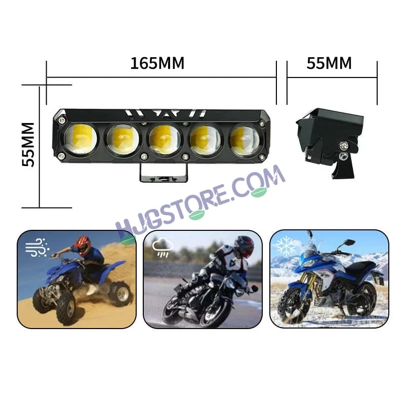 HJG 5 Lens Red Blue 60W Foglight with Red Blue Flash Mode 5 Lens Projector Foglight 60W Foglight Ultra Wide Dual Intensity LED Fog Lights White/Yellow/Warm White/Flash/Red Blue DRL Universal For All Cars & Bikes LIU HJG 5 Lens Red Blue 60W Foglight 1pc - HJGstore.com
