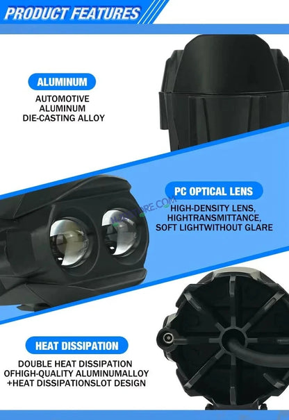 HJG Alien 2 Lens Projector Foglight 120W with Wide Spread White/Yellow/Warm White Light 120W 2pc Foglight Ultra Wide Dual Intensity LED Driving Fog Lights 3000K/4300K/6500K Universal For All Cars & Bikes LIU HJG Alien 2 Lens Projector Foglight, Pack of 2 - HJGstore.com