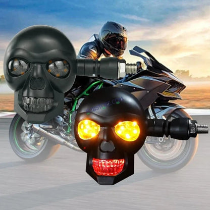 HJG Skull Indicator Skull Shape Turn Signal Lights Indicator Universal for All Bikes Models Turn Signal Lights Motorcycle Set of 2 HJG Skull Indicator - HJGstore.com