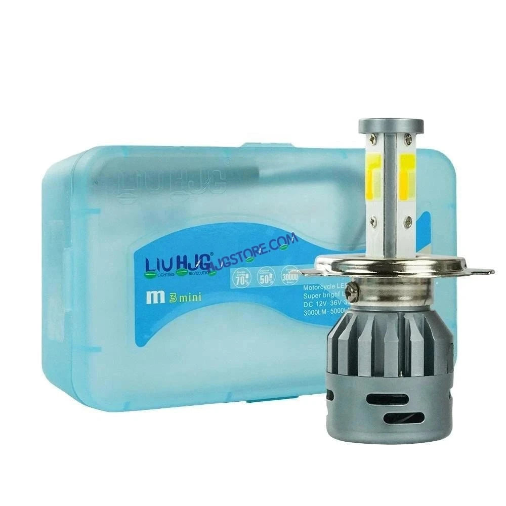 HJG M3 Mini 60W White/Yellow H4 Dual Beam New Model LED Bulb AC/DC Headlight LED Bulb White/Yellow Hi/Lo 60W H4 LED for Bike Car Light H4 LED with Fan Conversion Kit Hi/Lo Beam Headlight 12V/24V for Bike/Car, Set of 1, 6000 LM 60W, White/Yellow Hi/Lo - HJGstore.com