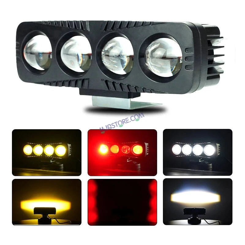 HJG 4 Lens Fog Light 80W Red Devil DRL 4 Lens Projector Lens Foglight 80W (2 * 40W) 4 Lens LED Projector Fog 80W with Red Devil DRL Foglight Ultra Wide Dual Intensity LED Fog Lights White/Yellow/Red Devil DRL Projector (80W) Universal For All Cars & Bikes - HJGstore.com