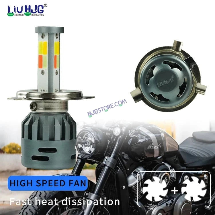 HJG M3 Mini 60W White/Yellow H4 Dual Beam New Model LED Bulb AC/DC Headlight LED Bulb White/Yellow Hi/Lo 60W H4 LED for Bike Car Light H4 LED with Fan Conversion Kit Hi/Lo Beam Headlight 12V/24V for Bike/Car, Set of 1, 6000 LM 60W, White/Yellow Hi/Lo - HJGstore.com