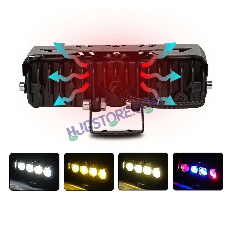 HJG 4 Lens Red Blue 50W Foglight with Red Blue Flash Mode 4 Lens Projector Foglight 50W Foglight Ultra Wide Dual Intensity LED Fog Lights White/Yellow/Warm White/Flash/Red Blue DRL Universal For All Cars & Bikes LIU HJG 4 Lens Red Blue 50W Foglight 1pc - HJGstore.com