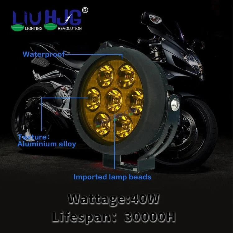 HJG New 7 LED 140W Foglight Foglamp with Yellow Cover 140W 7 LED HJG 140W 7 LED Car Accessories Led Headlights Lights Led Fog Lights For Motorcycle Lights, Set of 2 with Dimmer Controller Wiring Harness Kit, Brightness Controller Wiring - HJGstore.com