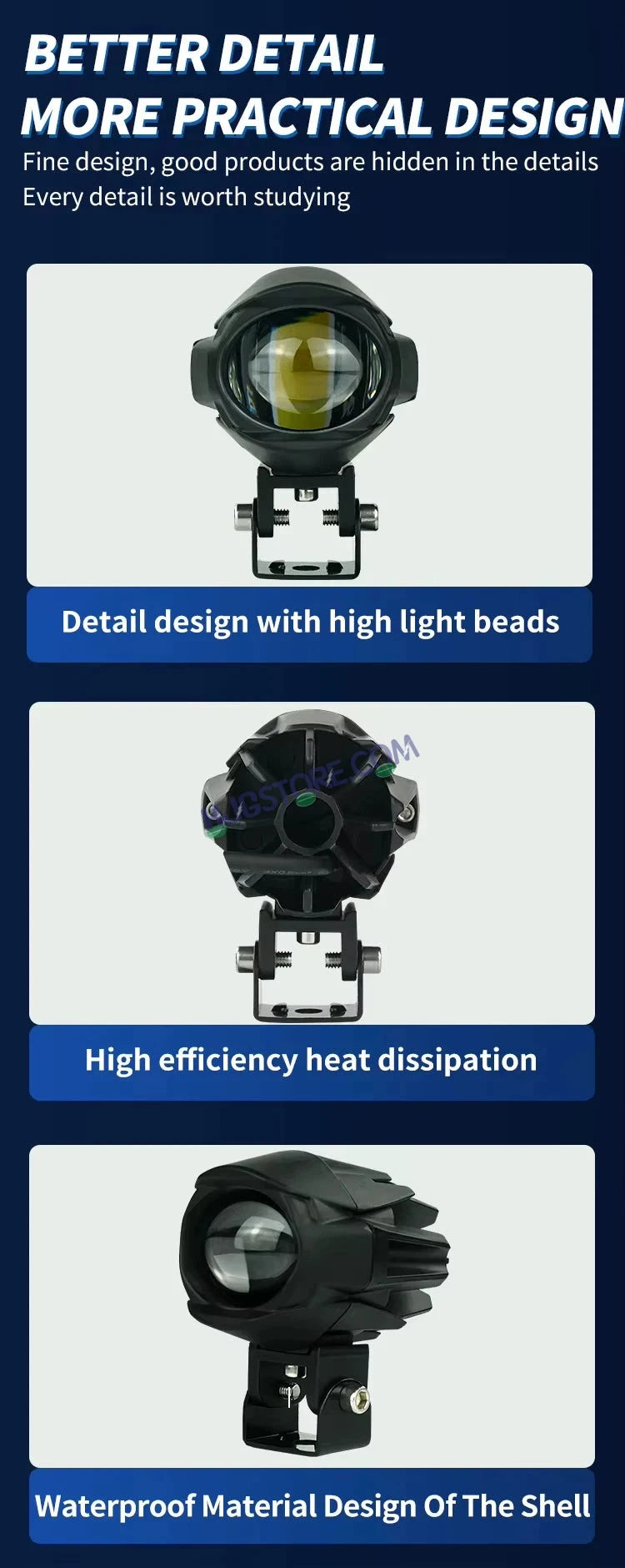 HJG 120W Large Size Alien Projector Foglight 120W with Wide Spread White/Yellow/Warm White Light 120W 2pc Foglight Ultra Wide Dual Intensity LED Driving Fog Lights 3000K/4300K/6500K Universal For All Cars & Bikes LIU HJG Large Alien 1 Foglight, Pack of 2 - HJGstore.com