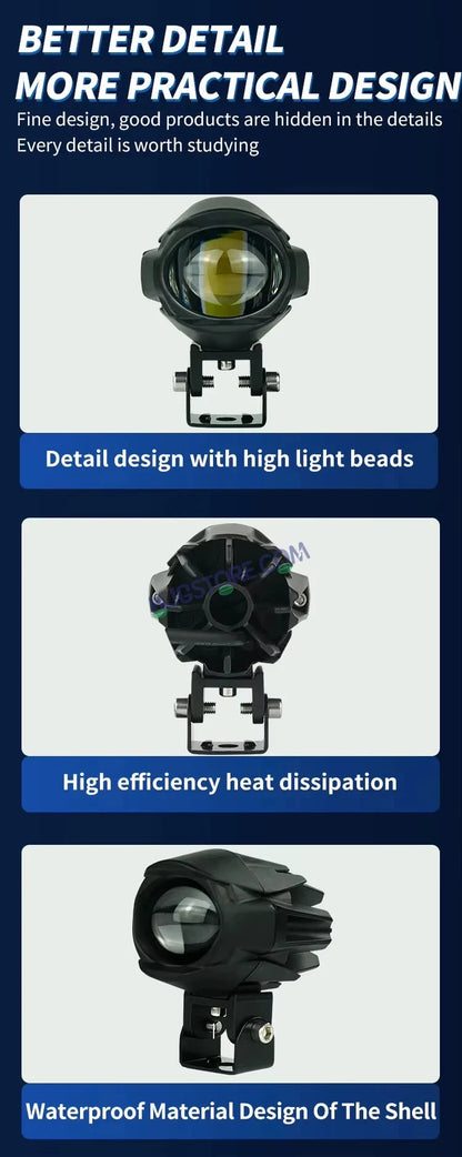 HJG 120W Large Size Alien Projector Foglight 120W with Wide Spread White/Yellow/Warm White Light 120W 2pc Foglight Ultra Wide Dual Intensity LED Driving Fog Lights 3000K/4300K/6500K Universal For All Cars & Bikes LIU HJG Large Alien 1 Foglight, Pack of 2 - HJGstore.com