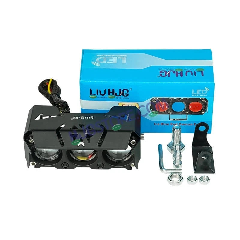 HJG 3 Lens Red Blue 40W Foglight with Red Blue Flash Mode 3 Lens Projector Foglight 40W Foglight Ultra Wide Dual Intensity LED Fog Lights White/Yellow/Warm White/Flash/Red Blue DRL Universal For All Cars & Bikes LIU HJG 3 Lens Red Blue 40W Foglight 1pc - HJGstore.com